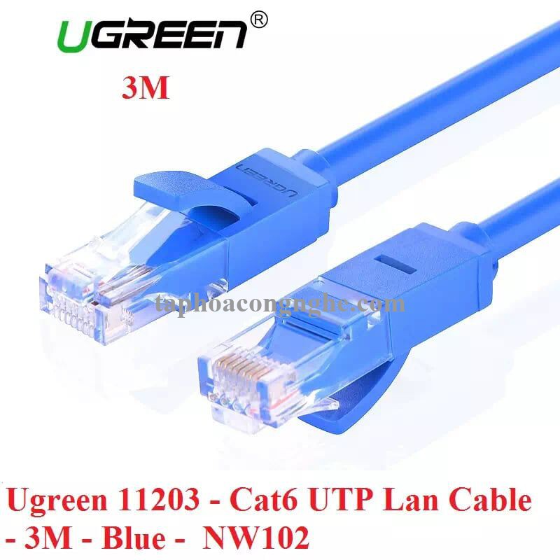 Ugreen 11203 3M Màu xanh Cáp mạng LAN CAT6 UPT NW102 30011203